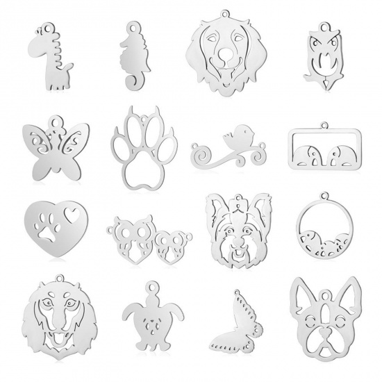 Immagine di 5 PCs 304 Stainless Steel Charms Silver Tone Hollow