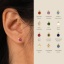 Picture of 304 Stainless Steel Birthstone Ear Post Stud Earrings 18K Real Gold Plated Multicolour Cubic Zirconia 6mm x 10mm, Post/ Wire Size: (20 gauge)