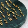 Picture of 1 Piece 304 Stainless Steel Stopper Spacer Beads With Rubber Core For DIY Jewelry Making Findings 18K Gold Color Capital Alphabet/ Letter With Pendant 6mm x 1.8mm