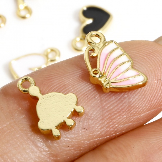 Picture of Brass Charms 18K Real Gold Plated Fruit Animal Enamel