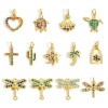 Picture of Brass Charms 18K Gold Color Animal Insect Multicolour Cubic Zirconia