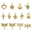 Picture of Brass Charms 18K Gold Plated Animal Insect Multicolour Cubic Zirconia