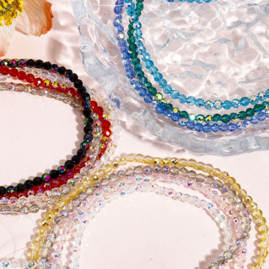 Immagine di 1 Filo Vetro Perline per la Creazione di Gioielli con Ciondoli Fai-da-te Tondo Multicolore AB Colore Sezione Circa 4mm Dia
