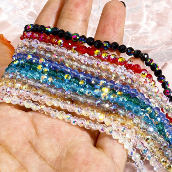 Immagine di 1 Filo Vetro Perline per la Creazione di Gioielli con Ciondoli Fai-da-te Tondo Multicolore AB Colore Sezione Circa 4mm Dia