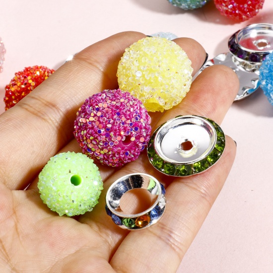 Immagine di 10 Pz Resina Separatori Perline per la Creazione di Gioielli con Ciondoli Fai-da-te Tondo A Colori Misti Casuali