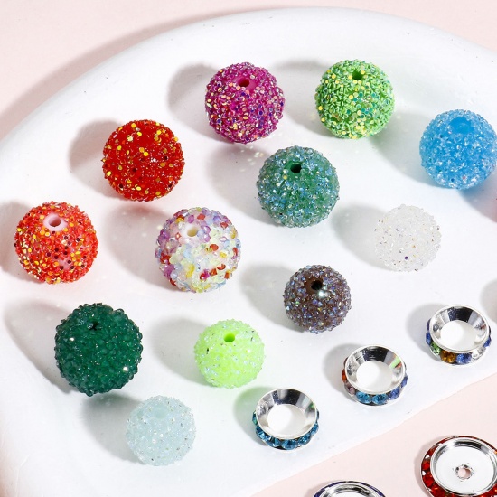 Immagine di 10 Pz Resina Separatori Perline per la Creazione di Gioielli con Ciondoli Fai-da-te Tondo A Colori Misti Casuali