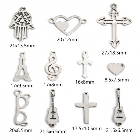 Picture of Eco-friendly 304 Stainless Steel Simple Charms Silver Tone Heart Hollow