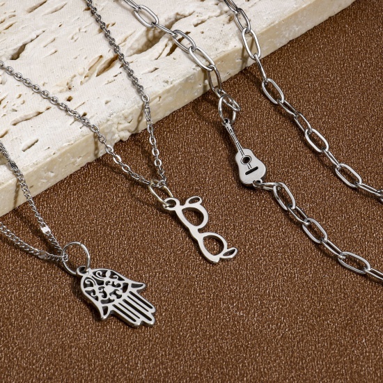 Bild von Eco-friendly 304 Stainless Steel Simple Charms Silver Tone Heart Hollow