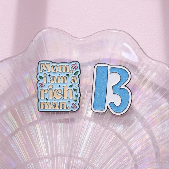 Picture of Simple Pin Brooches Irregular Message " B " Multicolor Enamel