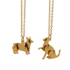 Picture of Eco-friendly Vacuum Plating Stylish Cute 18K Real Gold Plated 304 Stainless Steel Link Cable Chain Cat Animal Building Blocks Pendant Necklace Unisex Party