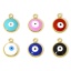 Immagine di 2 Pz Ottone Religione Charms Tondo 18K Vero Oro Placcato Multicolore Malocchio Smalto 13mm x 10mm