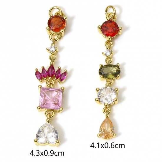 Picture of Brass Pendants 18K Real Gold Plated Tassel Multicolour Cubic Zirconia