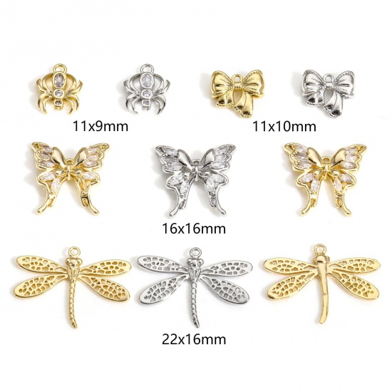 Picture of Brass Insect Charms Real Gold Plated Butterfly Animal Dragonfly