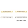 Bild von 2 PCs Brass Geometric Connectors Charms Pendants Rectangle Real Gold Plated Micro Pave Clear Cubic Zirconia 32mm x 4mm                                                                                                                                        