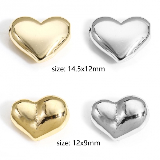 Picture of 2 PCs Brass Valentine's Day Charms Heart 3D                                                                                                                                                                                                                   