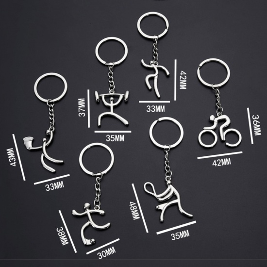 Изображение Sport Keychain & Keyring Silver Tone Athlete Bicycle