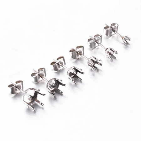 304 Stainless Steel Ear Post Stud Earring For DIY Jewelry Making Accessories Cabochon Settings