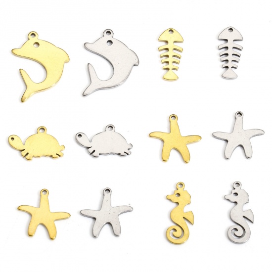 Picture of 304 Stainless Steel Ocean Jewelry Charms Silver Tone