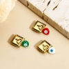 Picture of 304 Stainless Steel Italian Charm Links For DIY Bracelet Jewelry Making Gold Plated Rectangle Evil Eye Double-sided Enamel 10mm x 9mm