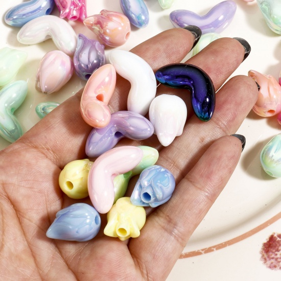 Bild von 20 Stück Acryl Flora Kollektion Perlen für die Herstellung von DIY-Charme-Schmuck Zufällig Gemischte Farben AB Farbe Blätter Tulpen