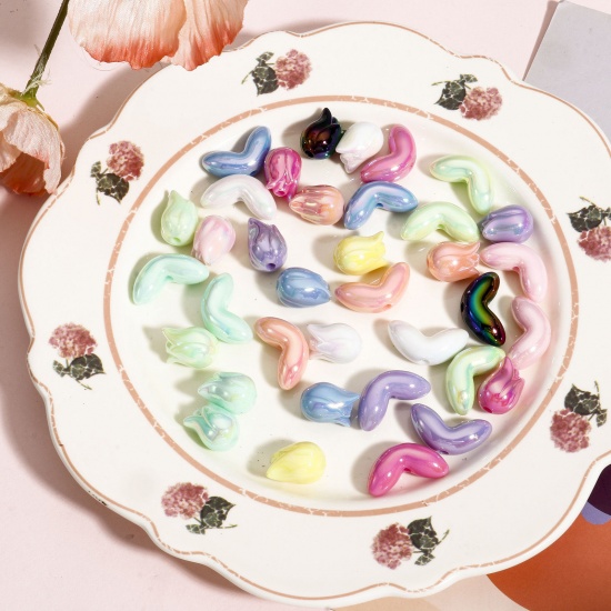 Immagine di 20 Pz Acrilato Collezione Flora Perline per la Creazione di Gioielli con Ciondoli Fai-da-te A Colori Misti Casuali AB Colore Foglia Fiore del Tulipano