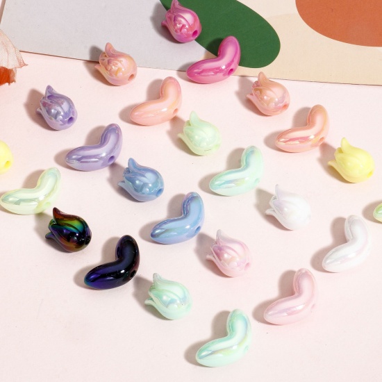 Image de 20 Pcs Perles pour DIY Fabrication de Bijoux de Pendentife en Acrylique Collection Végétale Couleur Mélangée Au Hasard Couleur AB Feuille Tulipe