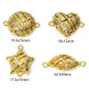 Immagine di 1 Pz Ottone Pendenti Charms Connettori Accessori Ingraticciato Disegno 18K Vero Oro Placcato Trasparente Cubic Zirconiae