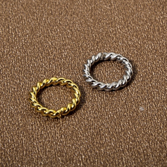 Picture of Brass Open Jump Rings Findings Braided Round Real Gold Plated 12mm Dia.