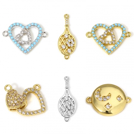 1 Pz Ottone Pendenti Charms Connettori Accessori Cuore Racchetta da Tennis Disegno 18K Vero Oro Placcato Micro Spianare