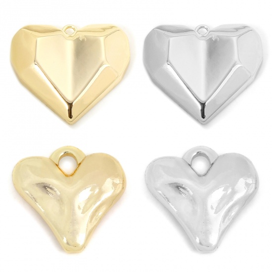 Picture of 1 Piece Eco-friendly Brass Valentine's Day Pendants Real Gold Plated Heart