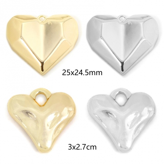 Picture of 1 Piece Eco-friendly Brass Valentine's Day Pendants Real Gold Plated Heart