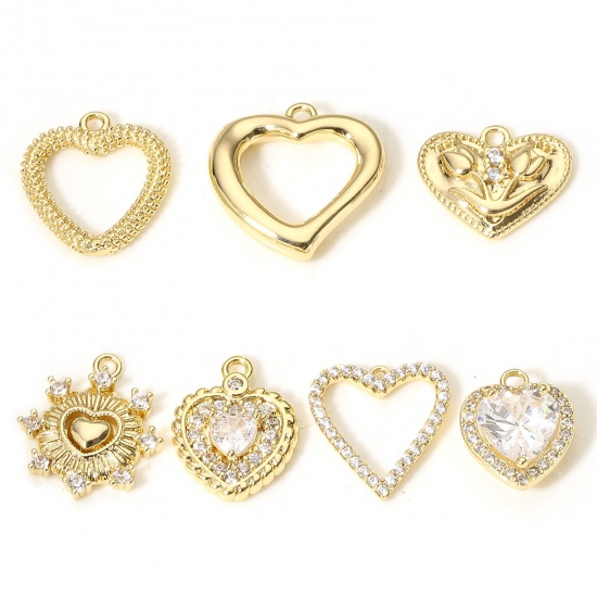 Picture of Brass Valentine's Day Charms 18K Real Gold Plated Heart