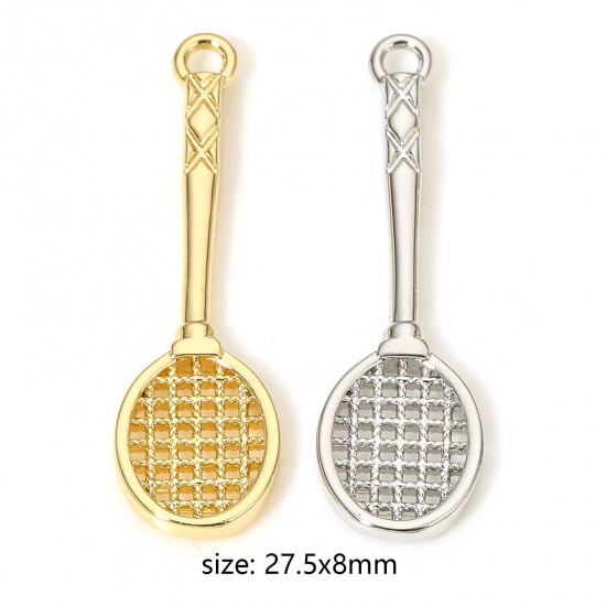 Picture of Brass Sport Charms Real Gold Plated Racket 27.5mm x 8mm