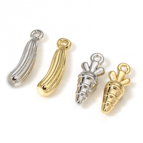 Immagine di 5 Pz Ottone Charms Vero Oro Placcato Cibo 3D