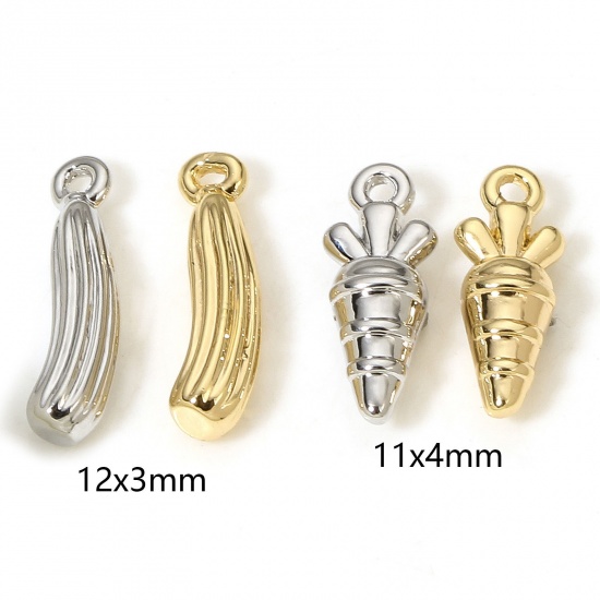 Immagine di 5 Pz Ottone Charms Vero Oro Placcato Cibo 3D