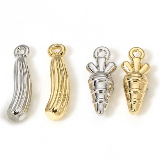 Immagine di 5 Pz Ottone Charms Vero Oro Placcato Cibo 3D