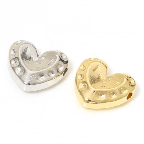 Picture of Brass Valentine's Day Charms Real Gold Plated Heart 14mm x 14mm