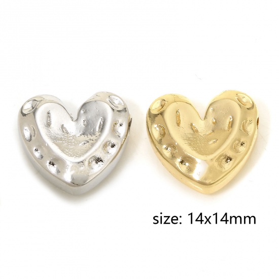 Picture of Brass Valentine's Day Charms Real Gold Plated Heart 14mm x 14mm