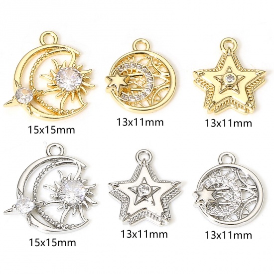 Picture of Brass Galaxy Charms Real Gold Plated Star Moon