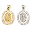 Bild von 1 Stück Umweltfreundlich Muschel & Messing Religiös Charm-Anhänger Echtgold plattiert Oval Jesus Micro Pave Klar Zirkonia 26mm x 14,5mm