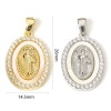 Bild von 1 Stück Umweltfreundlich Muschel & Messing Religiös Charm-Anhänger Echtgold plattiert Oval Jesus Micro Pave Klar Zirkonia 26mm x 14,5mm