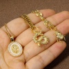 Bild von 1 Stück Umweltfreundlich Muschel & Messing Religiös Charm-Anhänger Echtgold plattiert Oval Jesus Micro Pave Klar Zirkonia 26mm x 14,5mm