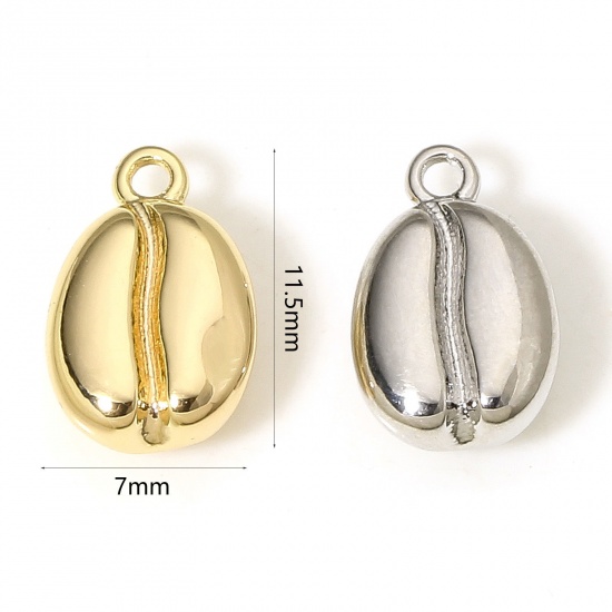 Picture of Eco-friendly Brass Charms Real Gold Plated Coffee Bean Food 3D 11.5mm x 7mm