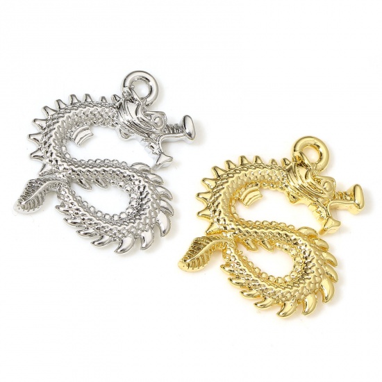 Picture of Eco-friendly Brass Charms Real Gold Plated Dragon 19mm x 16mm