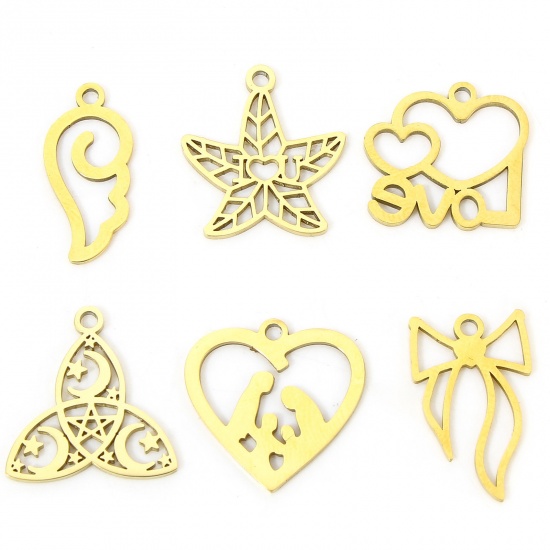 Immagine di Eco-friendly Vacuum Plating 304 Stainless Steel Simple Charms Gold Plated Bowknot Hollow