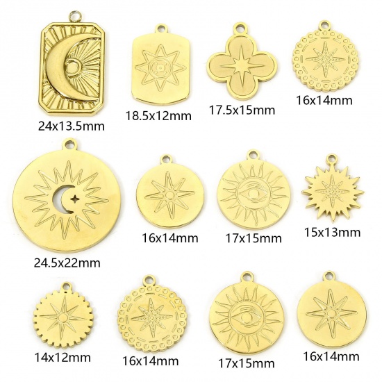 Immagine di 1 Pz Placcatura Sottovuoto Ecologica 304 Acciaio Inossidabile Galassia Charms Stella Oro Placcato Luce del Sole