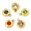 Picture of Eco-friendly 304 Stainless Steel Birthstone Charms Gold Plated Round Circle Ring Multicolor Rhinestone