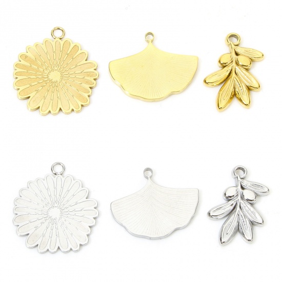 Immagine di Eco-friendly 304 Stainless Steel Pastoral Style Charms Multicolor Daisy Flower Leaf