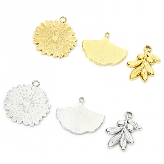 Picture of Eco-friendly 304 Stainless Steel Pastoral Style Charms Multicolor Daisy Flower Leaf