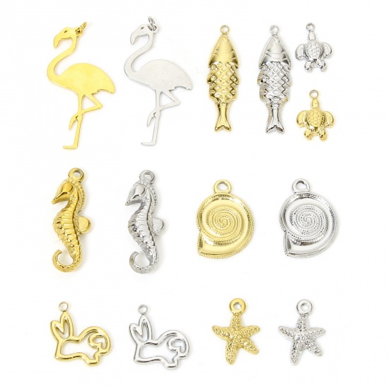 Picture of Eco-friendly 304 Stainless Steel Cute Charms Multicolor Seahorse Animal Fish